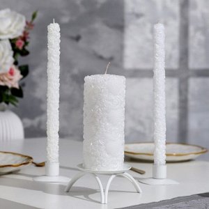 Свеча-цилиндр свадебная "Розы", 16х7,5 см, белая, домашний очаг