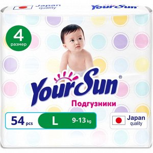 YourSun подгузники L (9-14 кг), 54 шт