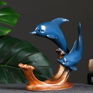 Подставка под бутылку "Дельфины" синяя, 26х9х22см