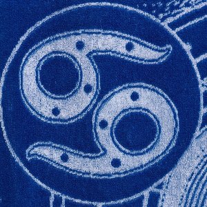 Полотенце махровое Этель &quot;Знаки зодиака: Рак&quot; синий, 67х130 см, 100% хлопок, 420гр/м2