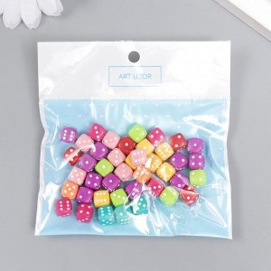 Бусины для творчества пластик "Игральный кубик" цветные набор 20 гр 0,8х0,8х0,8 см