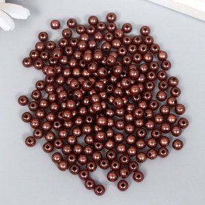 Набор бусин для творчества пластик "Шоколадно-коричневый" набор 200 шт  d=0,6 см