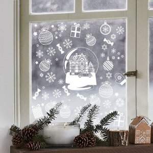 Виниловые наклейки на окна «Снежный шар», многоразовые, 70 ? 25 см