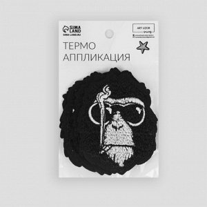 Термоаппликация «Обезьяна в очках», 9 x 7 см, цвет чёрный