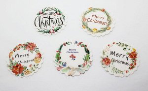 Набор бирок "Merry Christmas", 10 шт./упк., с веревочкой