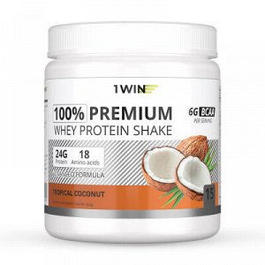 1WIN 100%Протеиновый коктейль для похудения, 450 гр, 15порций, Тропический кокос