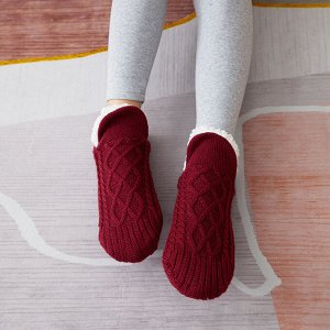 Носки теплые детские вязаные с нескользящей подошвой, цвет бордовый