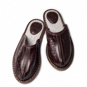 Тапочки кожаные без пятки Bogts (38-39, шоколадный)