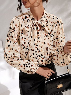 Блуза с принтом с воротником-бантом