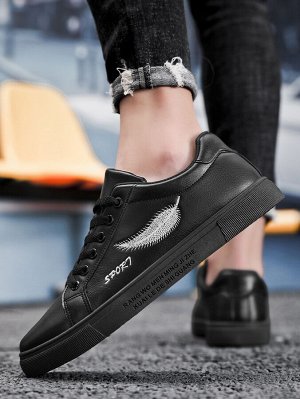 Обувь для скейтбординга с вышивкой перьев & с текстовой вышивкой на шнурках