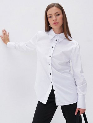 Vilatte Прямая блузка с высоким воротником и манжетом