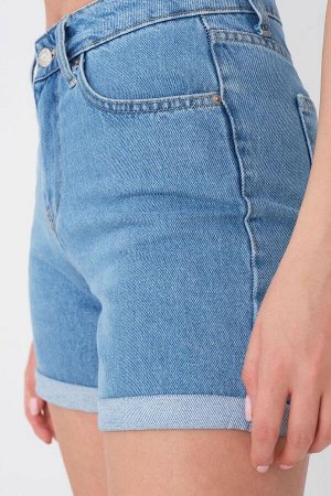 Джинсовые цветные джинсовые шорты с высокой талией и складками