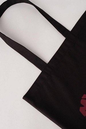 Черно-красная большая сумка через плечо с узором