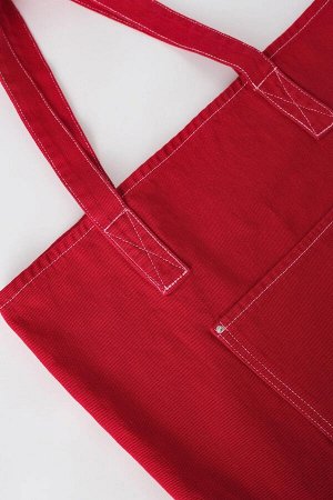 Красная большая сумка через плечо с карманом