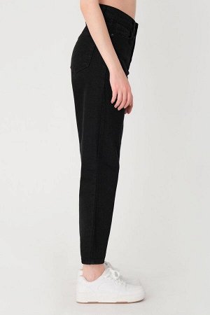 Черные джинсы мамочки с высокой талией