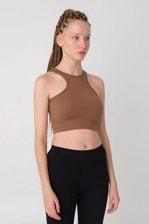 Бесшовная укороченная майка Coffee Halter Neck