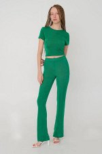 Зеленые испанские брюки с завышенной талией