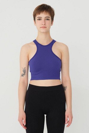 Бесшовный укороченный трикотаж Sax Blue Halter Neck