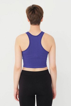 Бесшовный укороченный трикотаж Sax Blue Halter Neck