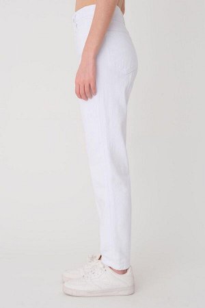 Белые джинсы мамочки с высокой талией