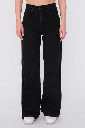 Черные широкие джинсы с высокой талией