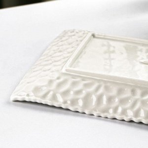Блюдо керамическое сервировочное «Воздушность», 25,5x14 см, цвет белый