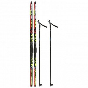 Комплект лыжный: пластиковые лыжи 160 см с насечкой, стеклопластиковые палки 120 см, крепления SNS «БРЕНД ЦСТ Step», цвета микс