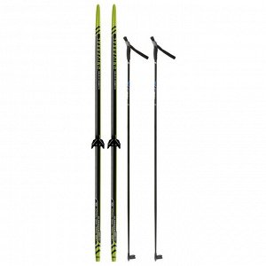 Комплект лыжный: пластиковые лыжи 200 см с насечкой, стеклопластиковые палки 160 см, крепления NN75 мм, цвета МИКС