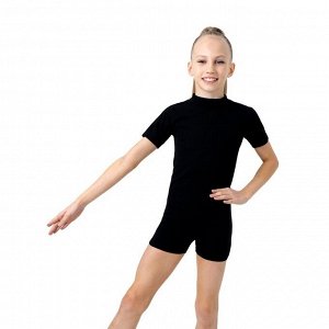 Купальник гимнастический Grace Dance, с шортами, с коротким рукавом, цвет чёрный