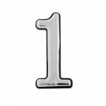 Цифра дверная &quot;1&quot; ТУНДРА, пластиковая, цвет хром, 1 шт.