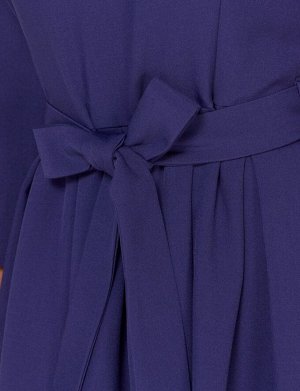 Платье женское демисезонное встречная складка длинный рукав цвет Синий SKLAD (однотонное)