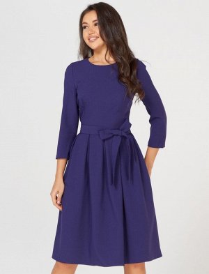Платье женское демисезонное встречная складка длинный рукав цвет Синий SKLAD (однотонное)