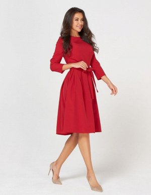 Платье женское демисезонное встречная складка длинный рукав цвет Красный SKLAD (однотонное)