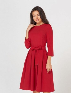 Платье женское демисезонное встречная складка длинный рукав цвет Красный SKLAD (однотонное)