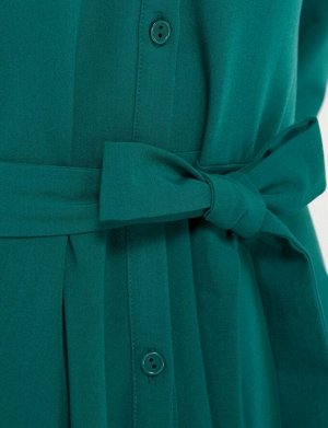 Платье рубашка женское демисезонное МАКСИ длинный рукав цвет Изумрудный LONG (однотонное)