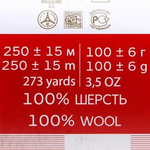 Пряжа "Деревенская" 100% шерсть 250м/100гр (125-камелия)