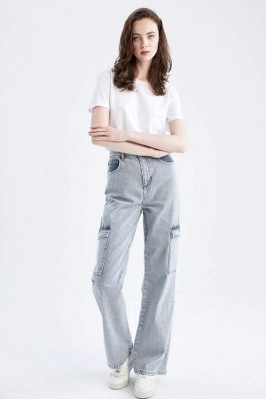 Широкие джинсы карго 90-х с высокой талией