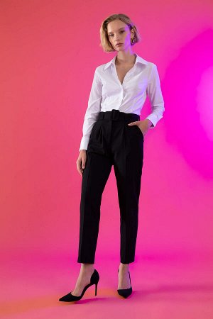 Текстурированные брюки Slim Fit с высокой талией и карманами