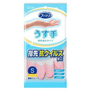 Виниловые перчатки “Family” (тонкие, без внутреннего покрытия, с уплотнением на кончиках пальцев) бело-розовые РАЗМЕР S, 1 пара / 240