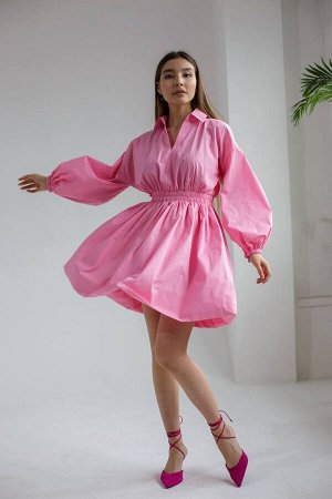 Платье в офис и на выход / Платье с отложным воротничком / Платье базовое (120 Розовый теплый)
