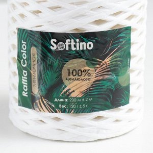 Пряжа 100% целлюлоза "Softino Raffia Color" ленточная, белая 200м ±2м 120 гр