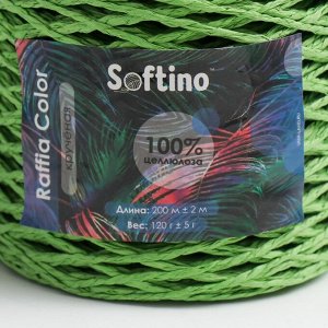 Пряжа 100% целлюлоза "Softino Raffia Color" кручёная, зелёная 200м ±2м 120 гр