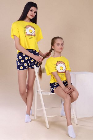 Пижама с шортами для девочки Яичница арт. ПД-019-036