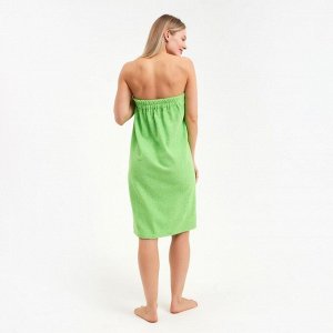 Килт женский для бани и сауны , цвет зелёный вышивка Киса, размер 80х150±2 см, махра 300г/м 100% хлопок