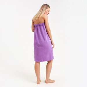 Килт женский для бани и сауны , цвет сиреневый вышивка Киса, размер 80х150±2 см, махра 300г/м 100% хлопок