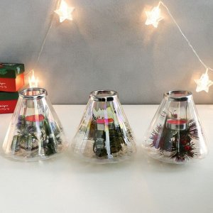 Подсвечник стекло, металл на 1 свечу "Капелька"МИКС d-4 см 14х14 см
