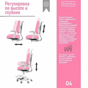 Детское ортопедическое кресло Anatomica Ragenta с подлокотниками розовое