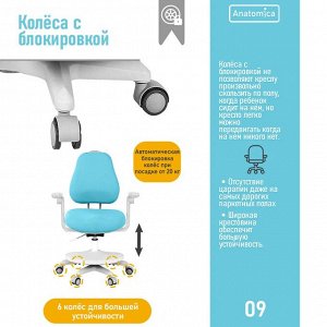 Детское ортопедическое кресло Anatomica Ragenta с подлокотниками голубое