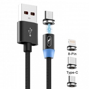 Кабель USB - Multi connector SKYDOLPHIN S59KIT магнитный 3in1  100см 2,4A (black)