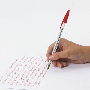 Ручка шариковая STAFF Basic Budget BP-04, КРАСНАЯ, линия письма 0,5мм, с штрихкодом, 143870
